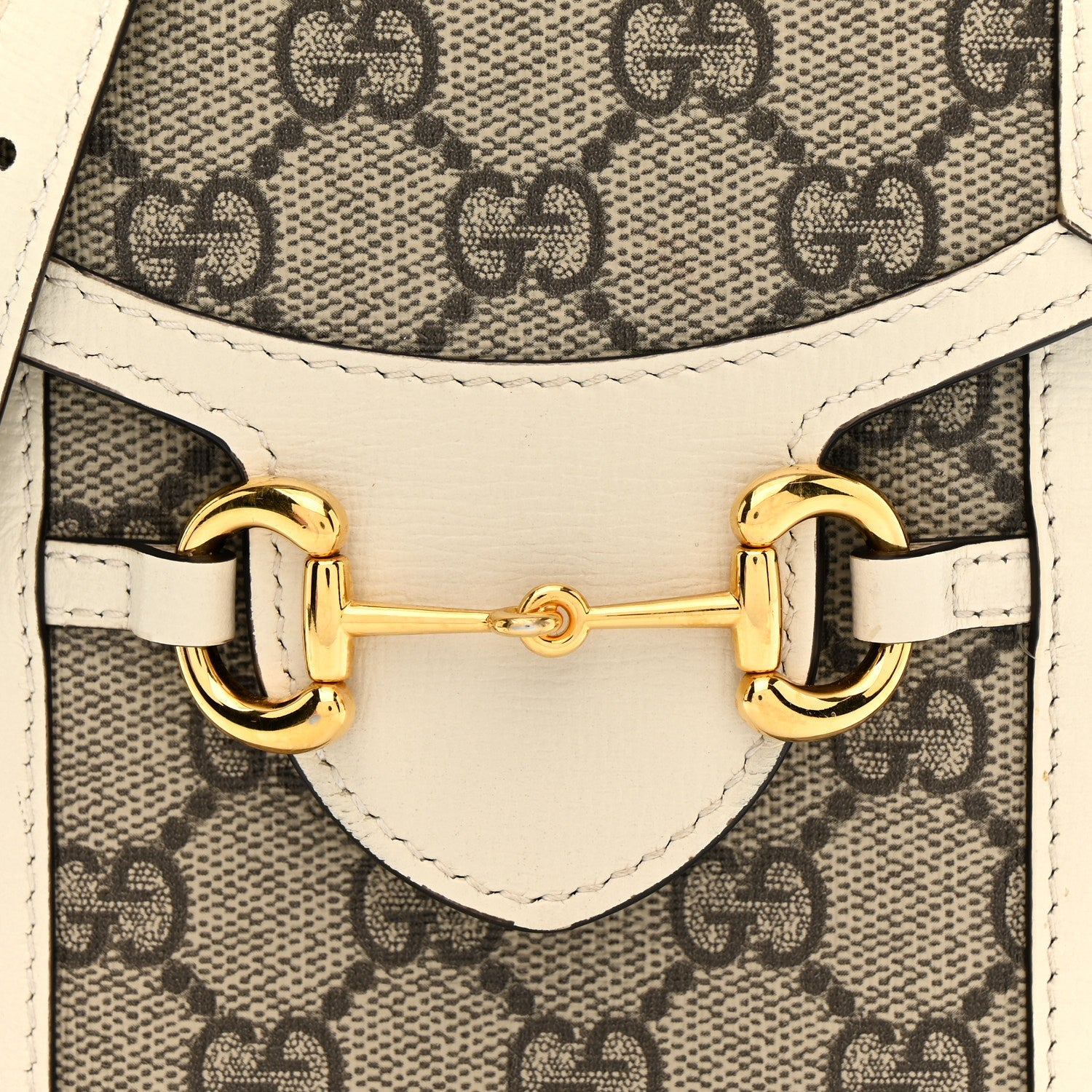 Gucci GG Supreme Monogram Azalea Calfskin Mini Horsebit 1955 Crossbody Bag Beige Ebony Mystic White 8 of 18