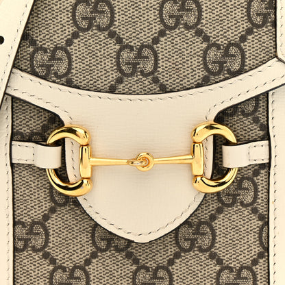 Gucci GG Supreme Monogram Azalea Calfskin Mini Horsebit 1955 Crossbody Bag Beige Ebony Mystic White 8 of 18