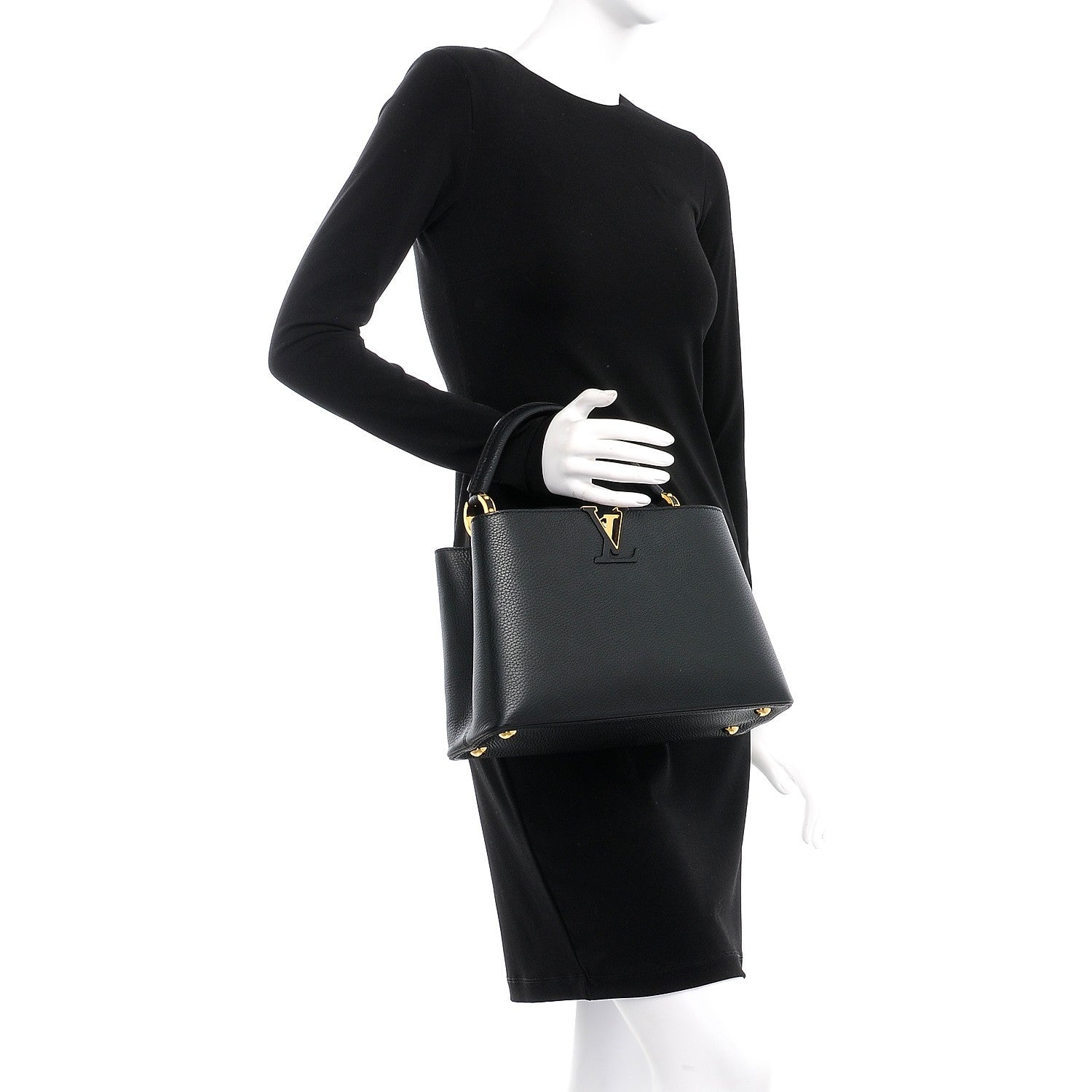 Louis Vuitton Taurillon Capucines PM Black 3 of 8