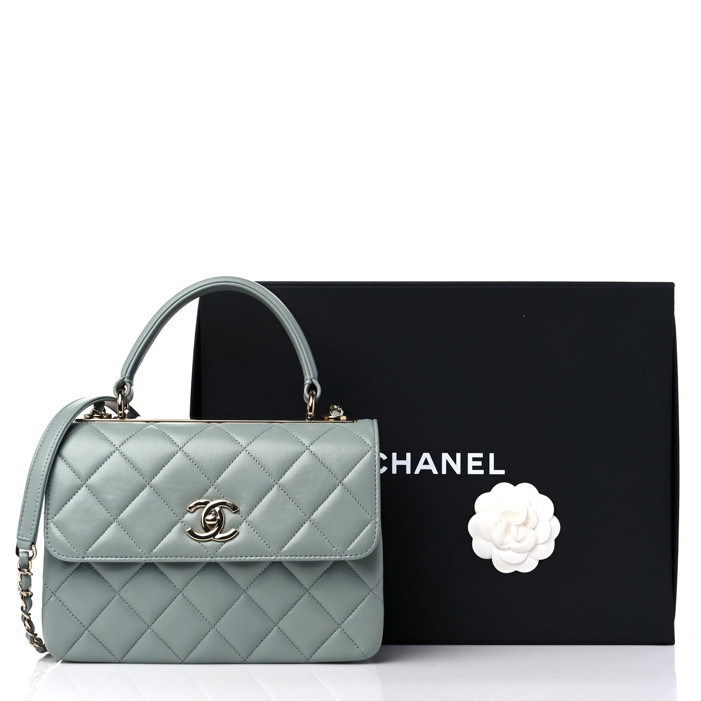 Lambskin Quilted Small Trendy CC Dual Handle Flap Bag Grey