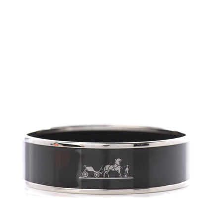 Hermes Enamel Printed Wide Caleche Bracelet 62 Black 1 of 5