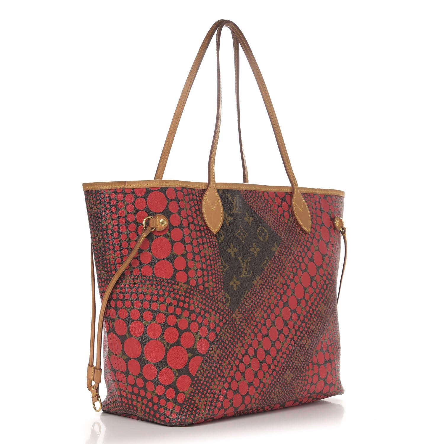 Louis Vuitton Monogram Kusama Waves Neverfull MM Red 3 of 14