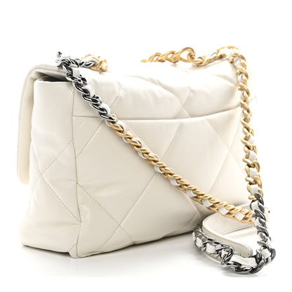 Chanel Goatskin Quilted Large Chanel 19 Flap White 4 of 11
