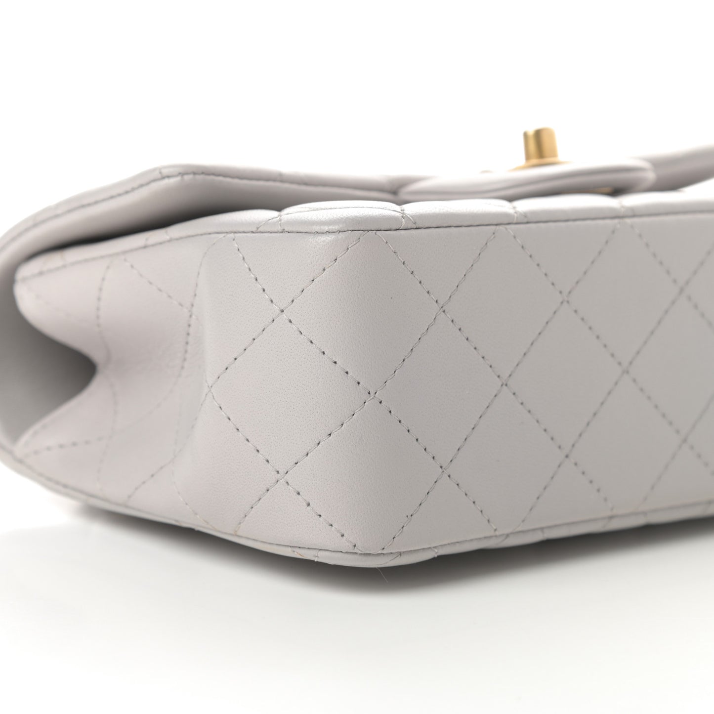 Lambskin Quilted Mini Top Handle Rectangular Flap Grey