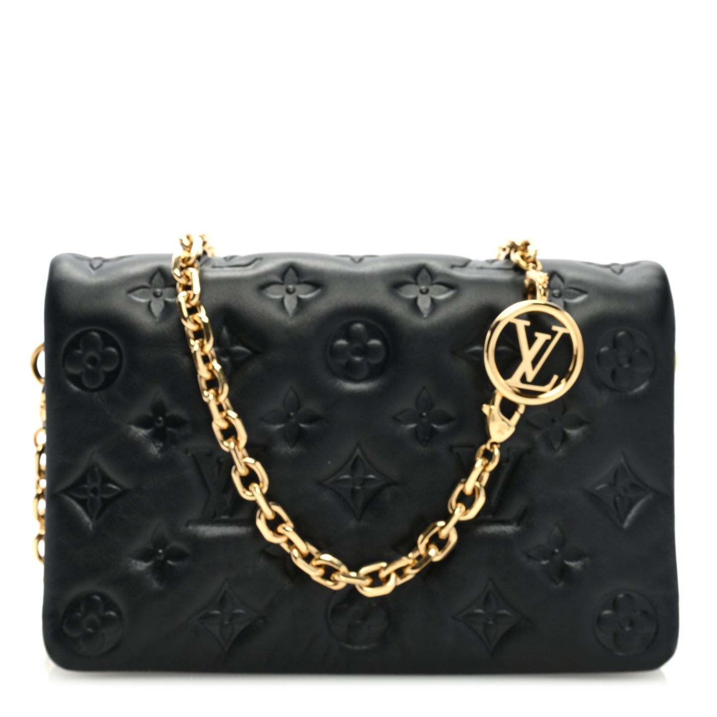 Lambskin Embossed Monogram Pochette Coussin Black