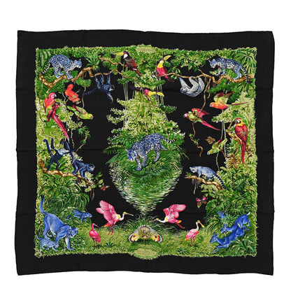 Hermes Silk Equateur Scarf 90 Black Vert Bleu 1 of 5