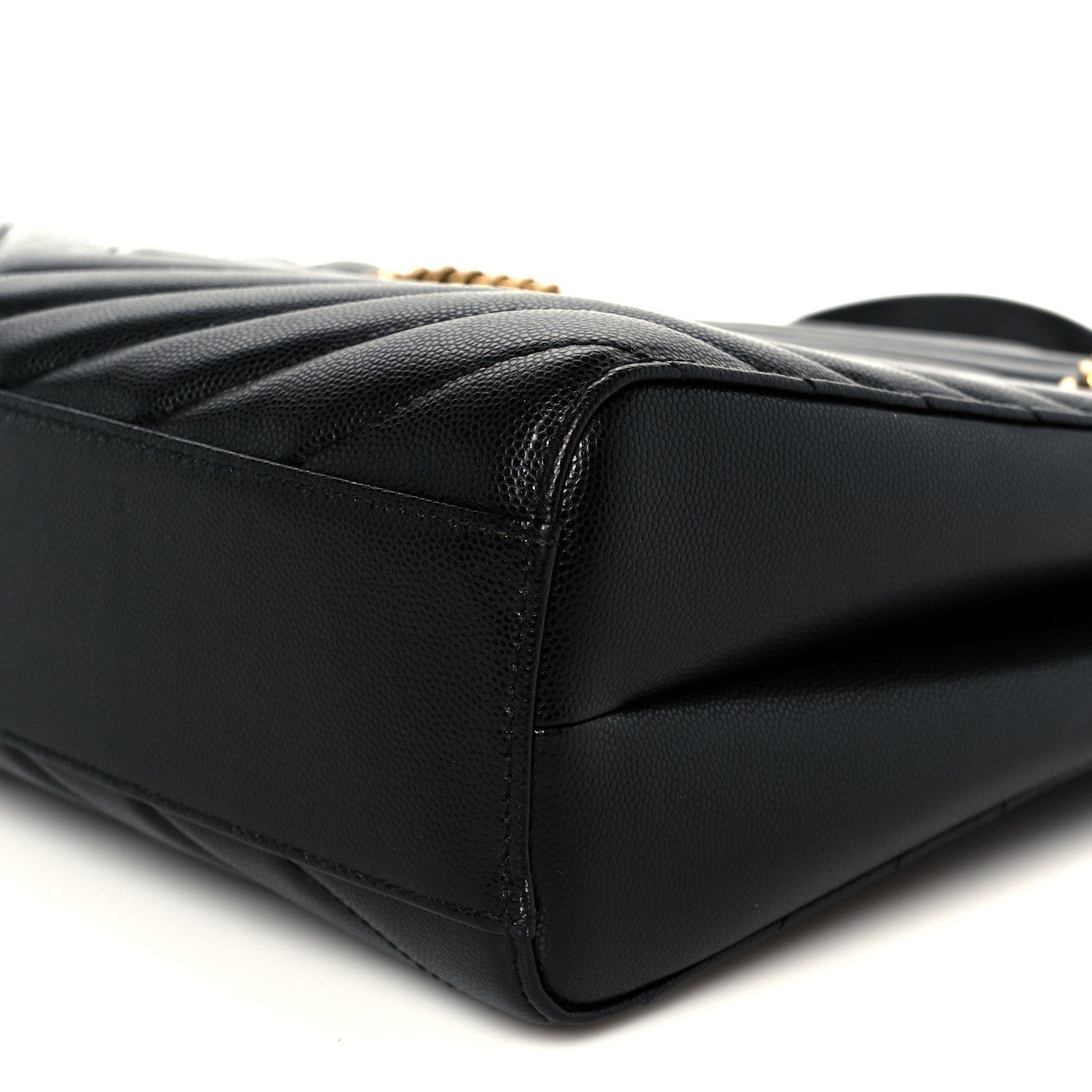Saint Laurent Grain de Poudre Matelasse Chevron Medium Tribeca Shopping Bag Black 12 of 12