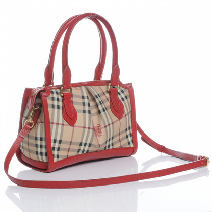 Burberry Haymarket Check Pilgrim Tote Red 3 of 10