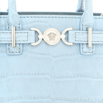 Versace Calfskin Crocodile Embossed Mini Medusa '95 Tote Pastel Blue 7 of 10