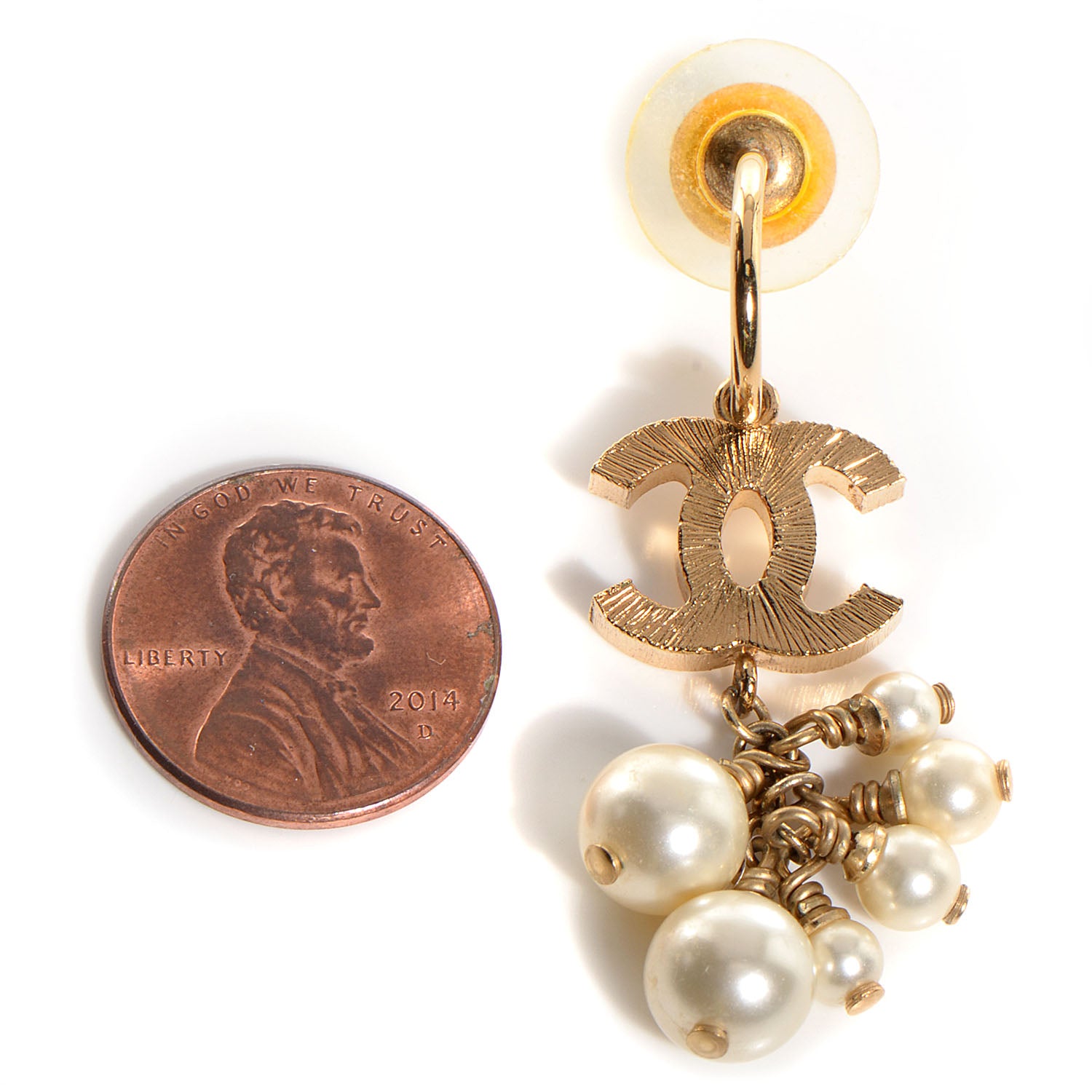 Chanel Pearl CC Logo Drop Earrings Gold 2 of 4