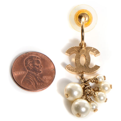 Chanel Pearl CC Logo Drop Earrings Gold 2 of 4