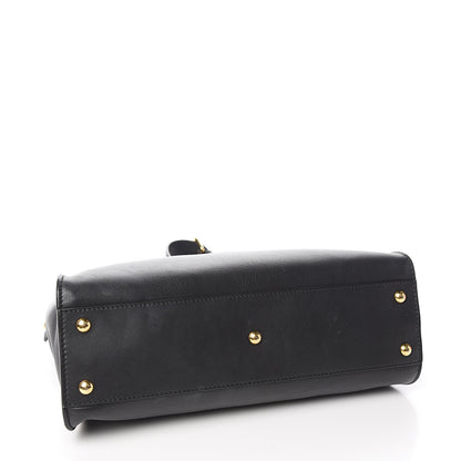 Fendi Vitello Seta Shiny Nappa Medium Peekaboo Iconic Satchel Black 3 of 14
