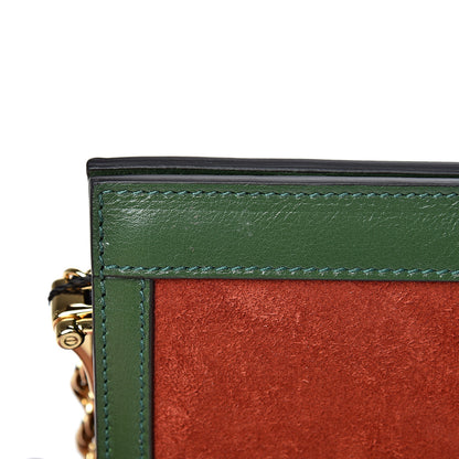 Gucci Suede Calfskin GG Web Small Ophidia Chain Shoulder Bag Brown Red Green 10 of 10