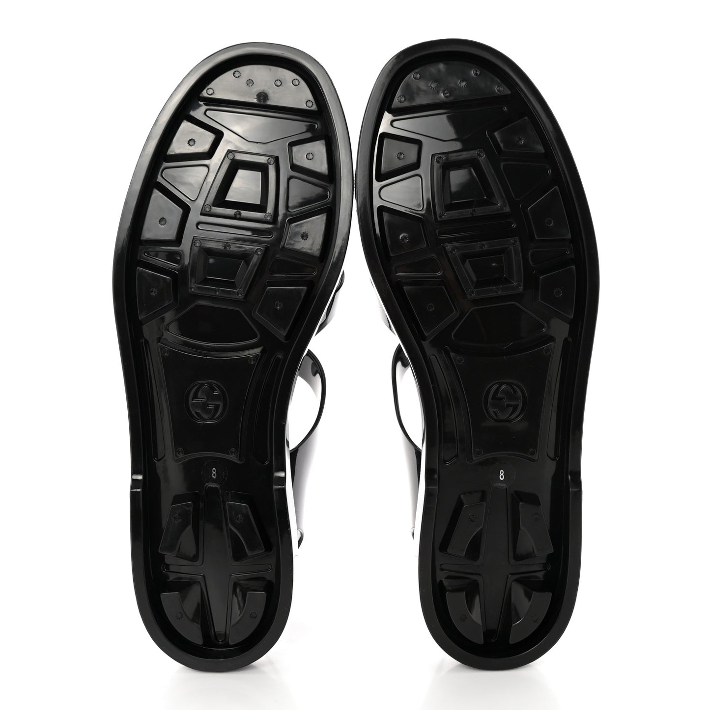 Shiny Rubber Mens Double G Buckle Strap Sandals 8 Black