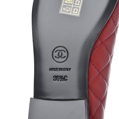 Chanel Lambskin Quilted CC Cap Toe Ballerina Flats 36.5 Red 8 of 16
