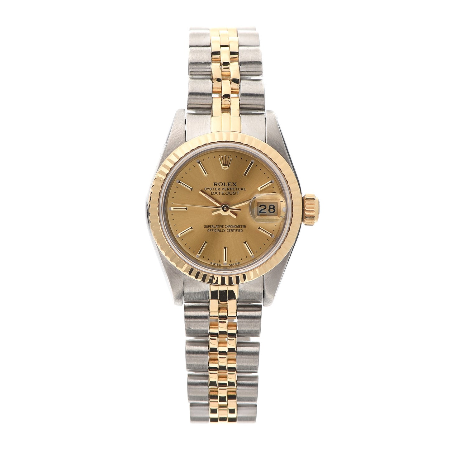Stainless Steel 18K Yellow Gold 26mm Oyster Perpetual Datejust Watch Champagne 69173