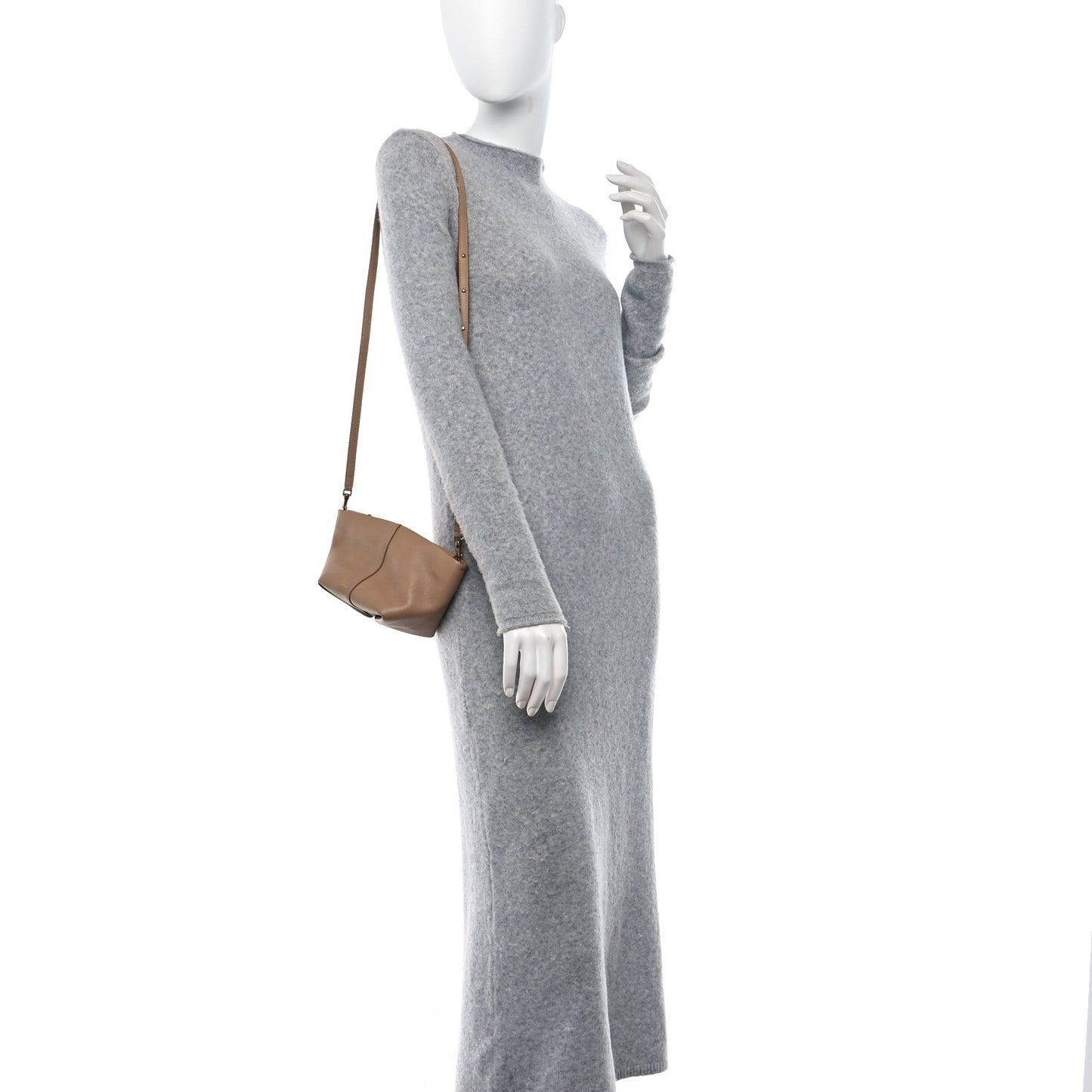 Calfskin Compact Tulipano Crossbody Bag Nocciola