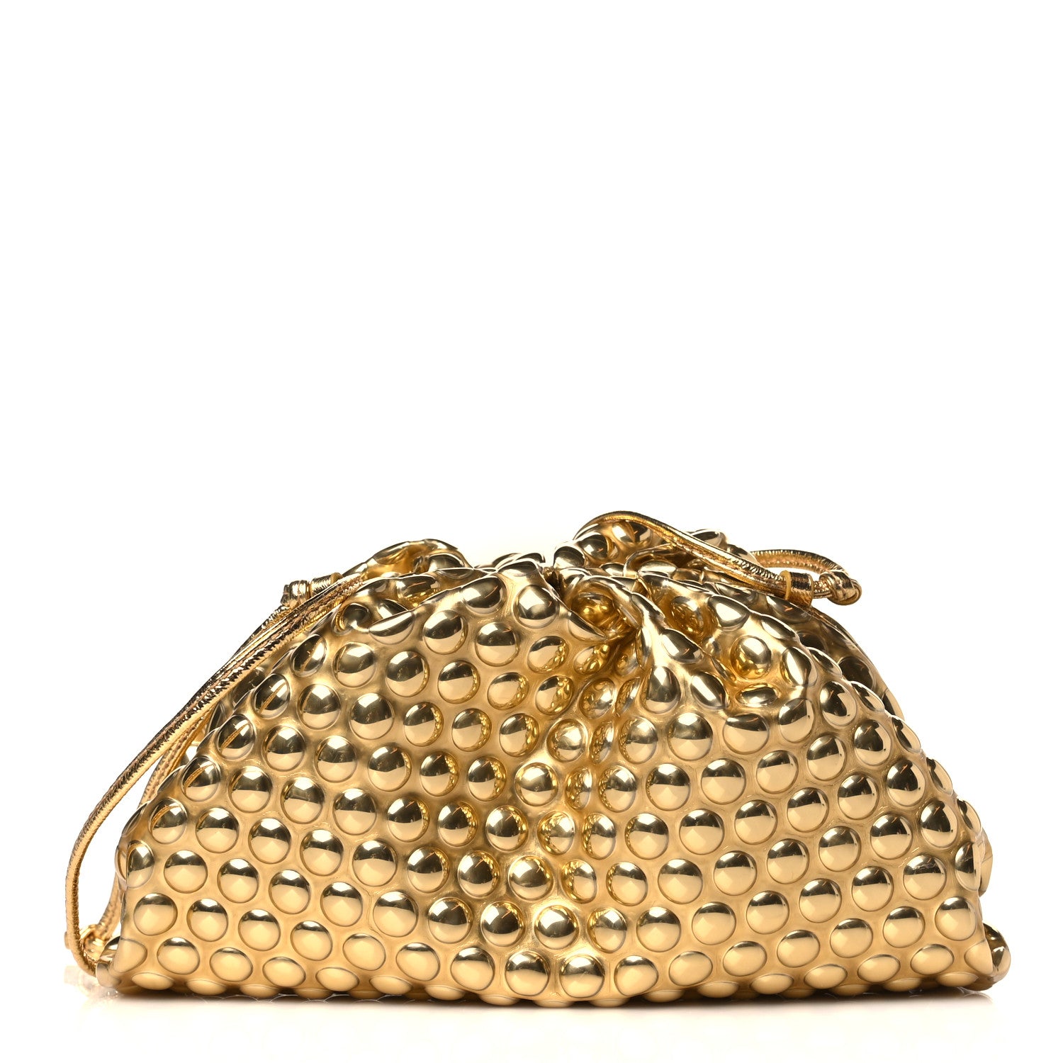 Bottega Veneta Metallic Fabric Bubble Wrap The Mini Pouch Gold 1 of 9