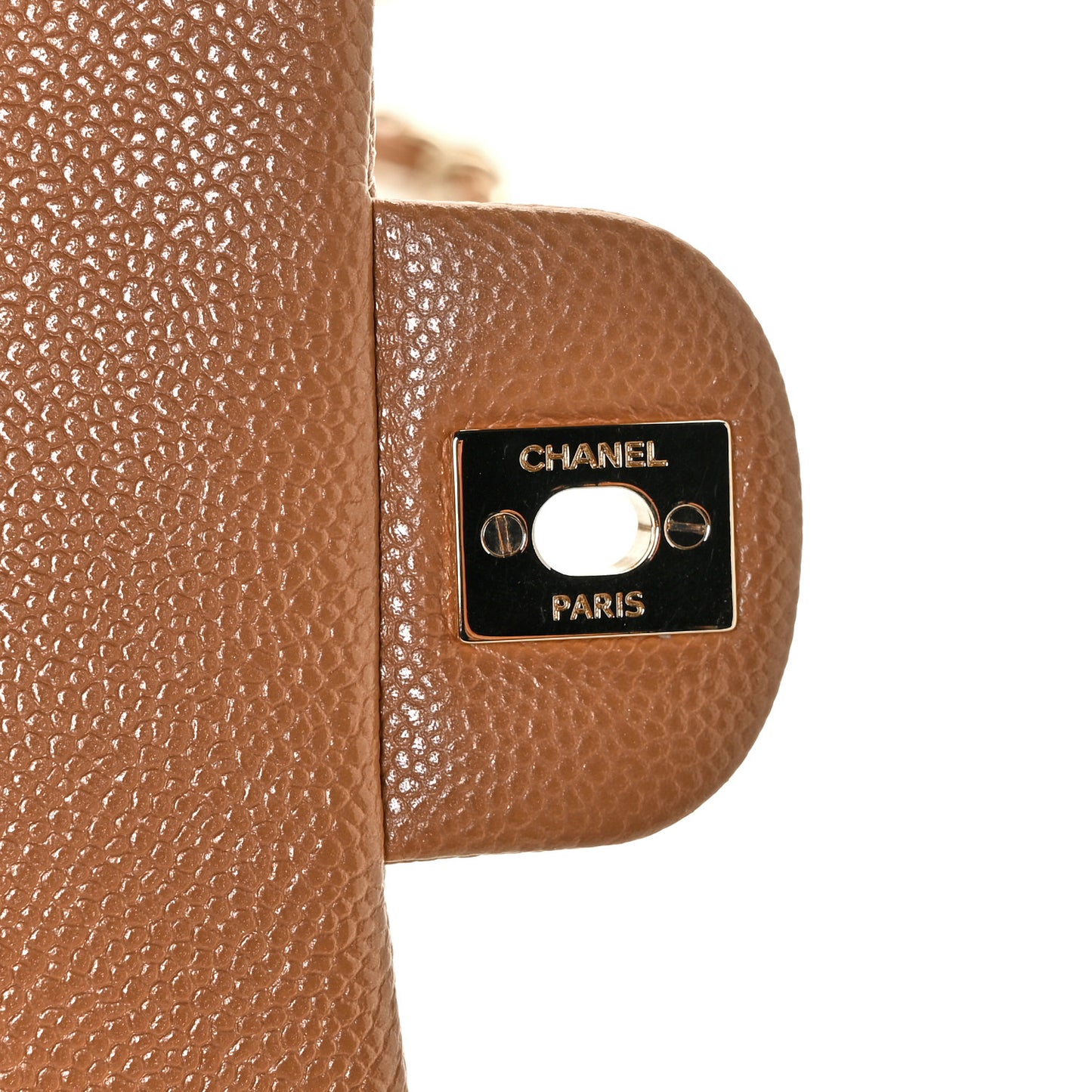 Caviar Quilted Mini Rectangular Flap Light Brown