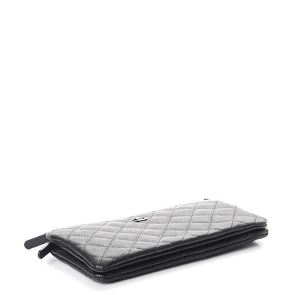 Chanel Iridescent Caviar Quilted Large Zipped Clutch Black 4 of 9
