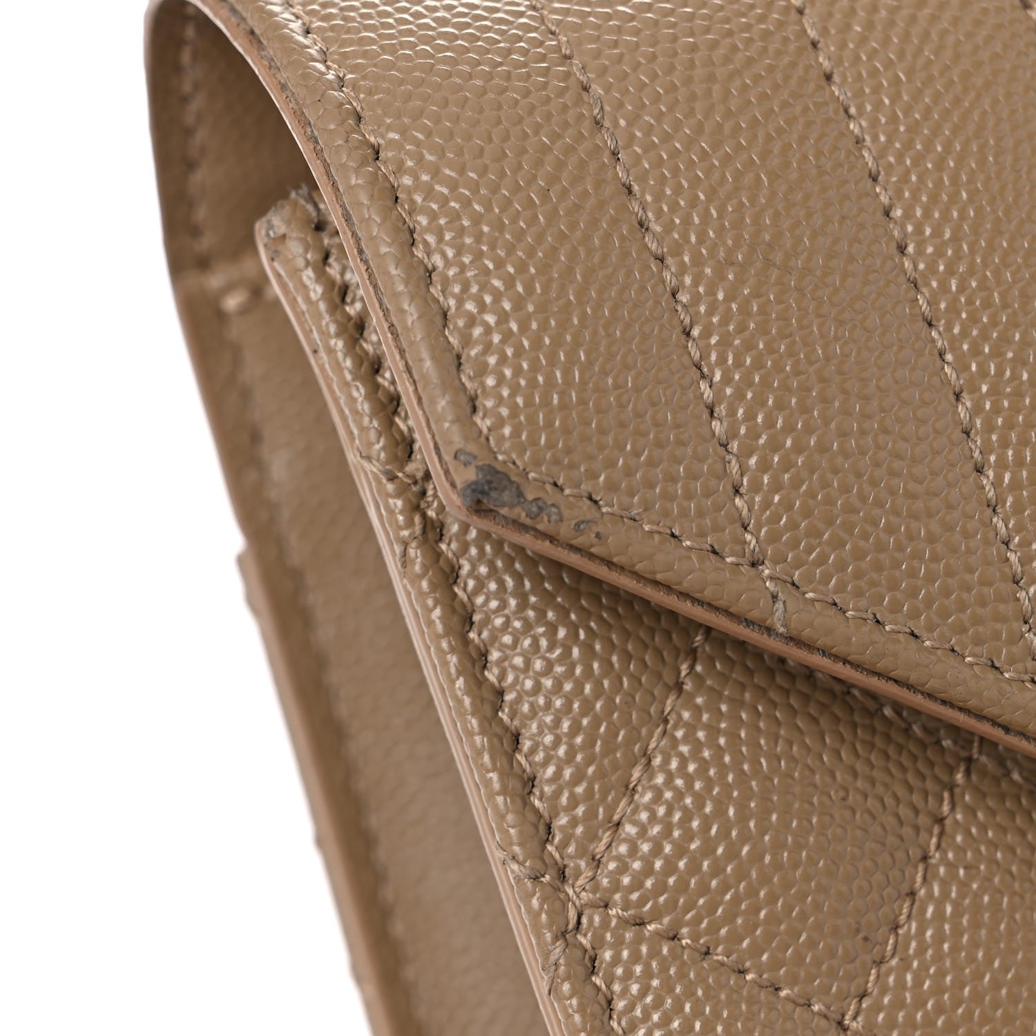 Saint Laurent Grain De Poudre Textured Mixed Matelasse Medium Triquilt Monogram Satchel Dark Beige 20 of 23