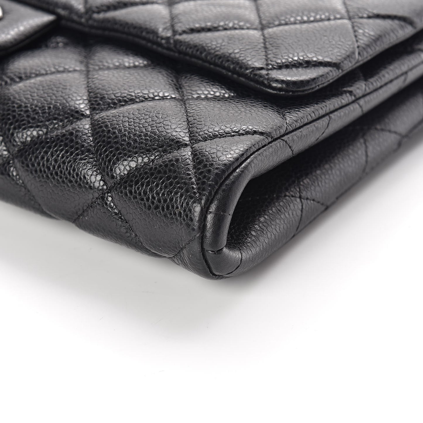 Caviar Quilted Clutch With Chain Flap Black