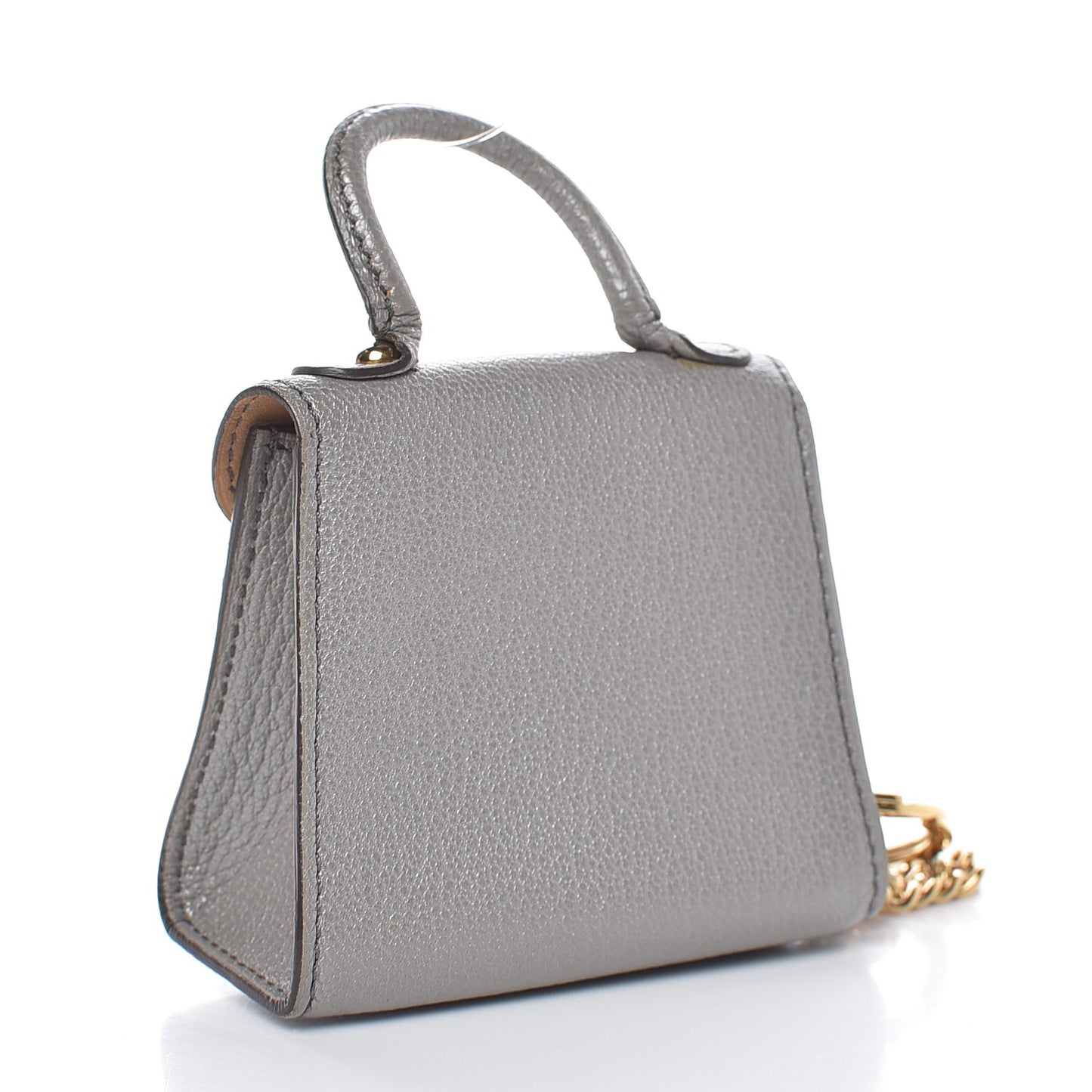 Metallic Calfskin Mini Brillant Bag Charm Gris Irise