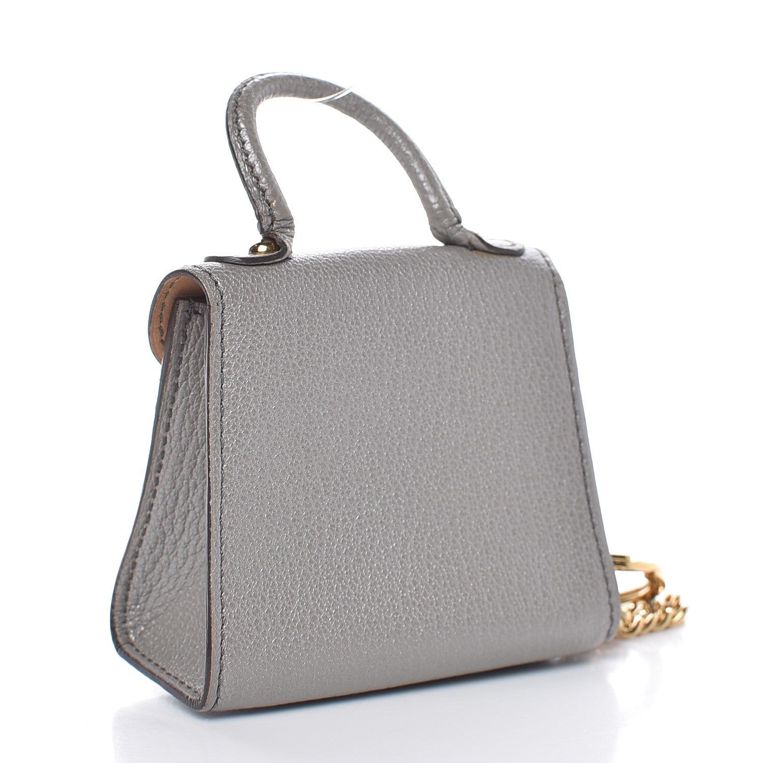 Delvaux Metallic Calfskin Mini Brillant Bag Charm Gris Irise 3 of 9