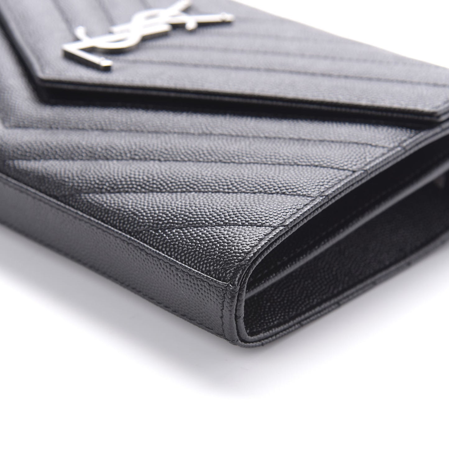 Grain De Poudre Matelasse Chevron Monogram Chain Wallet Black