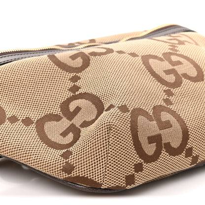 Gucci Monogram Jumbo GG Textured Dollar Calfskin Web Belt Bag Camel Ebony New Acero 8 of 9