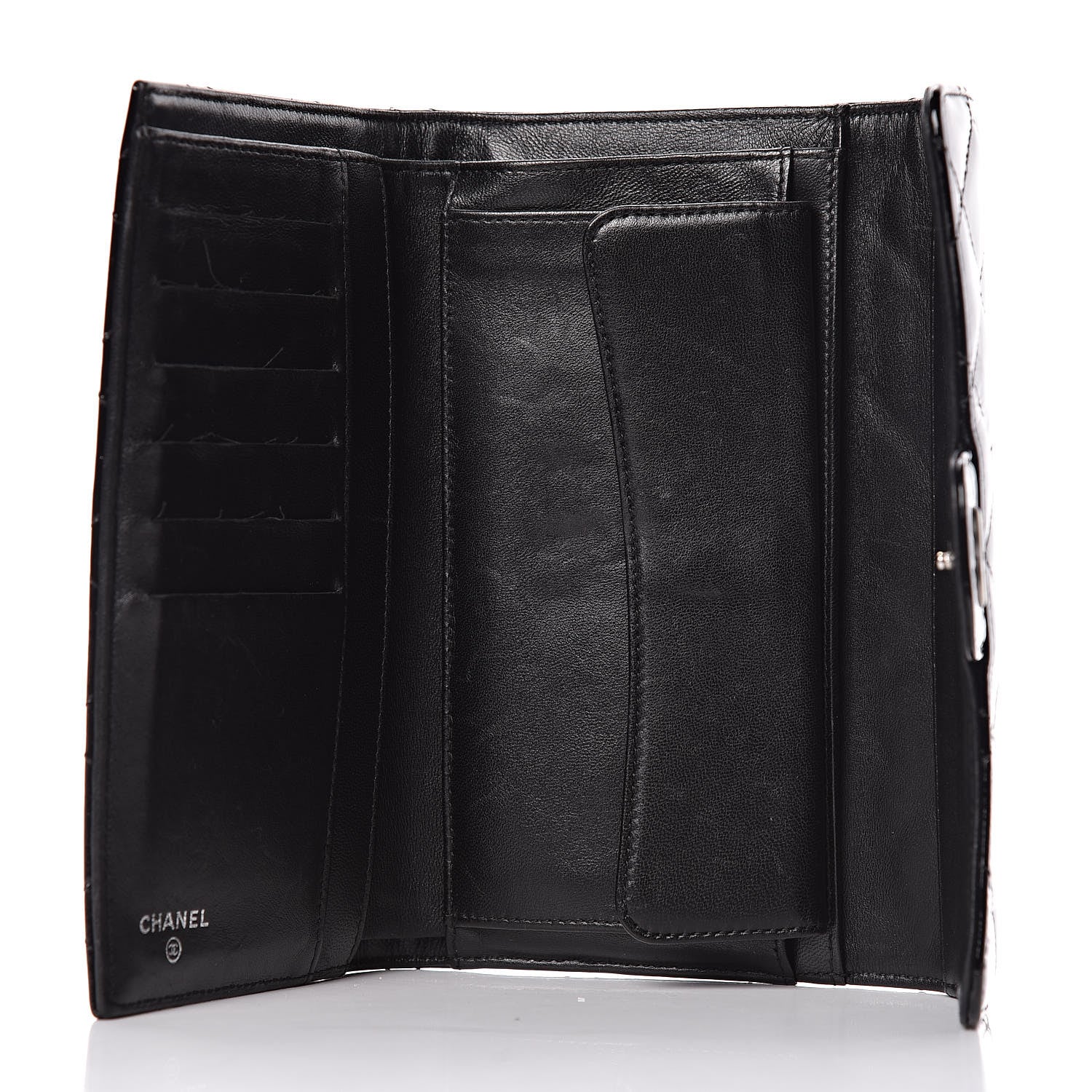 Chanel Patent Quilted Large Flap Wallet Black 5 of 13