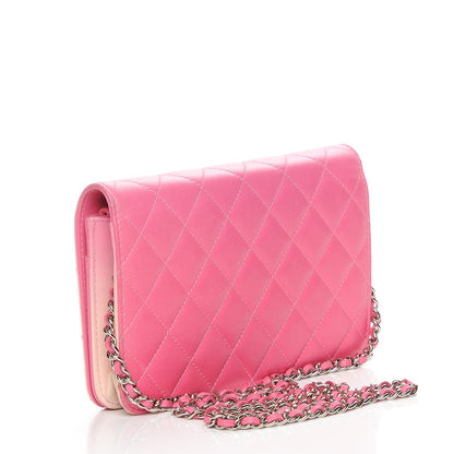 Chanel Faded Lambskin Quilted Zephyr Wallet on Chain WOC Dark Pink 3 of 10