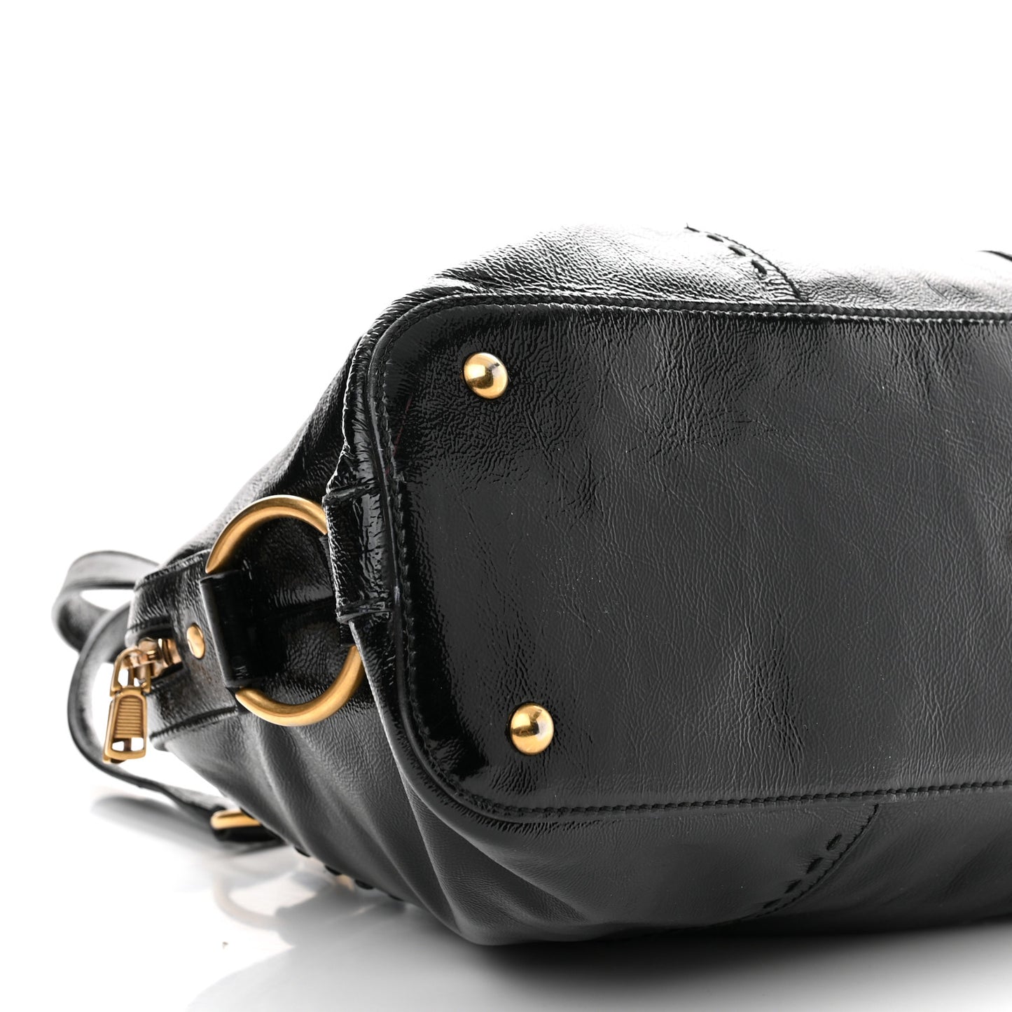 Textured Patent Calfskin Large Muse Black