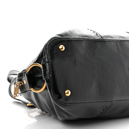 Saint Laurent Textured Patent Calfskin Large Muse Black 9 of 10