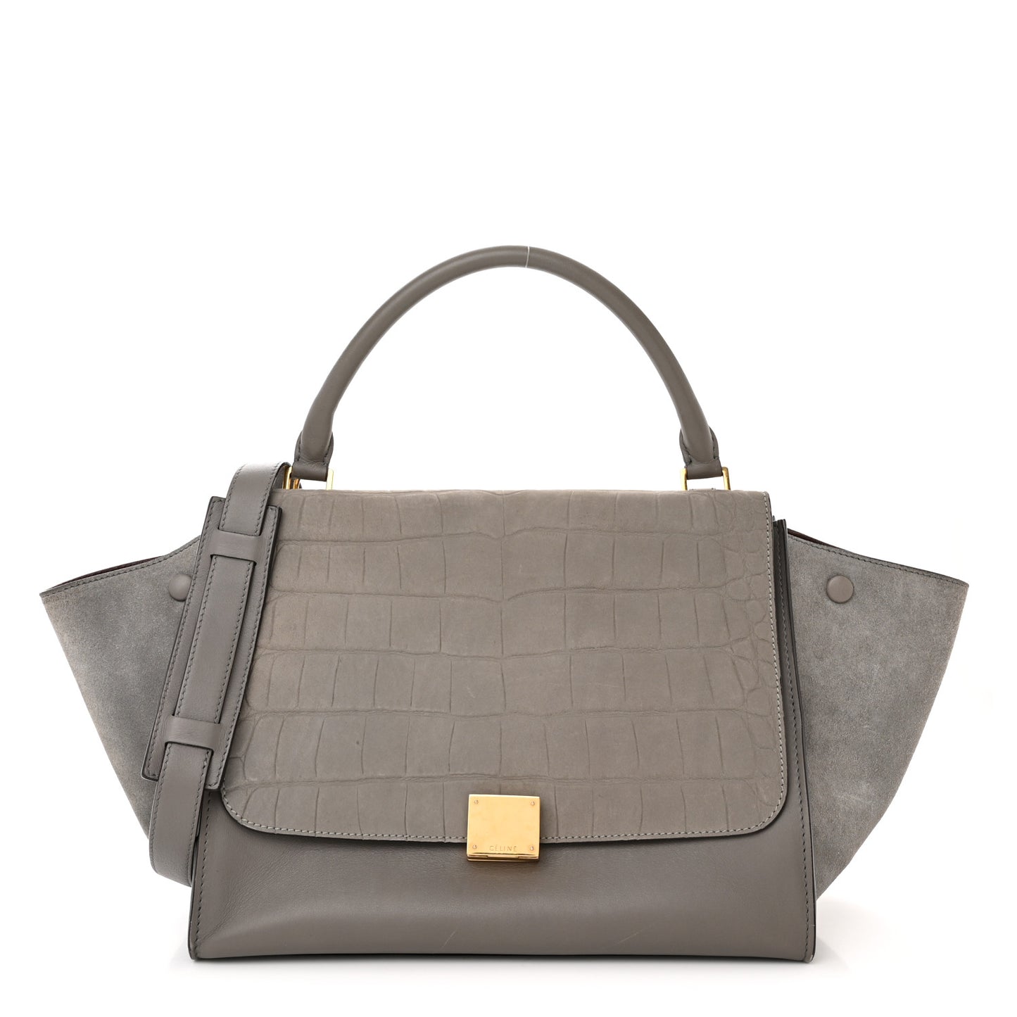 Crocodile Embossed Nubuck Medium Trapeze Grey