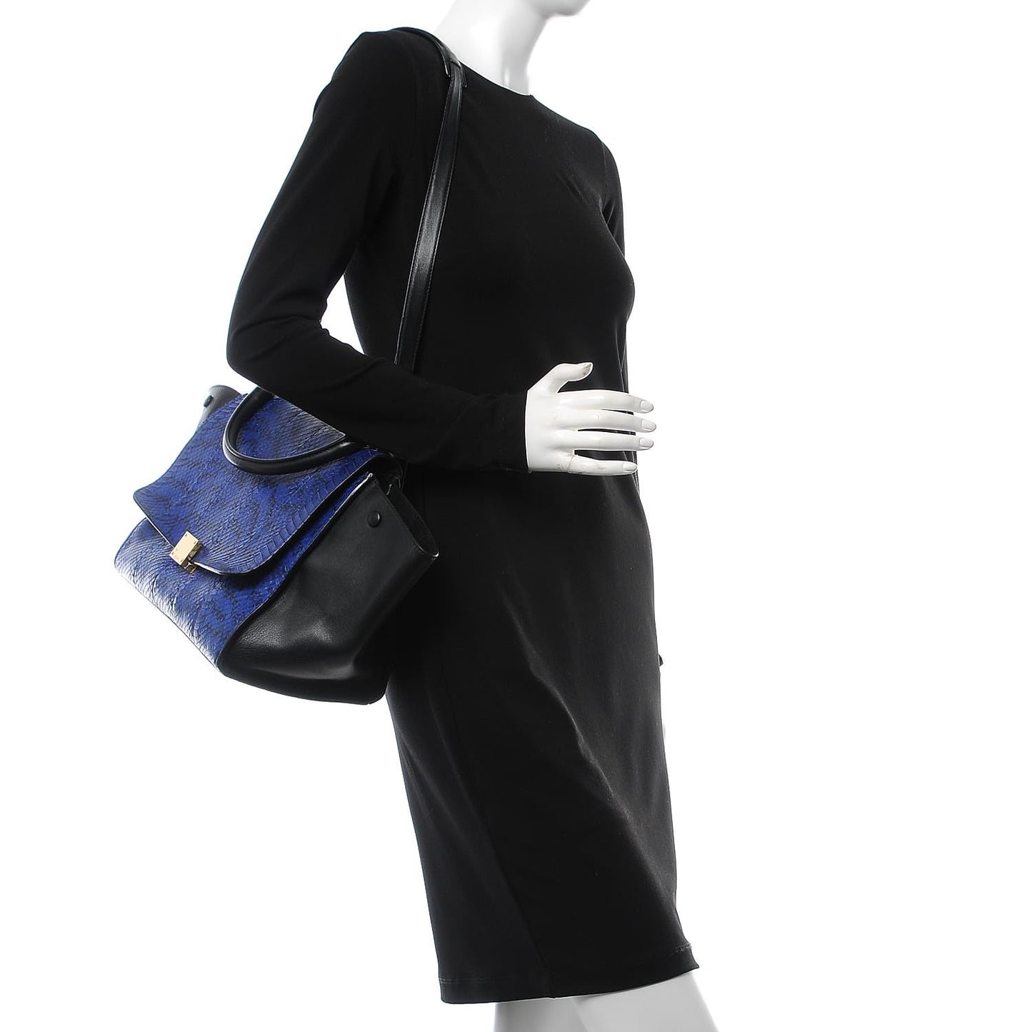 Python Calfskin Medium Trapeze Blue Black