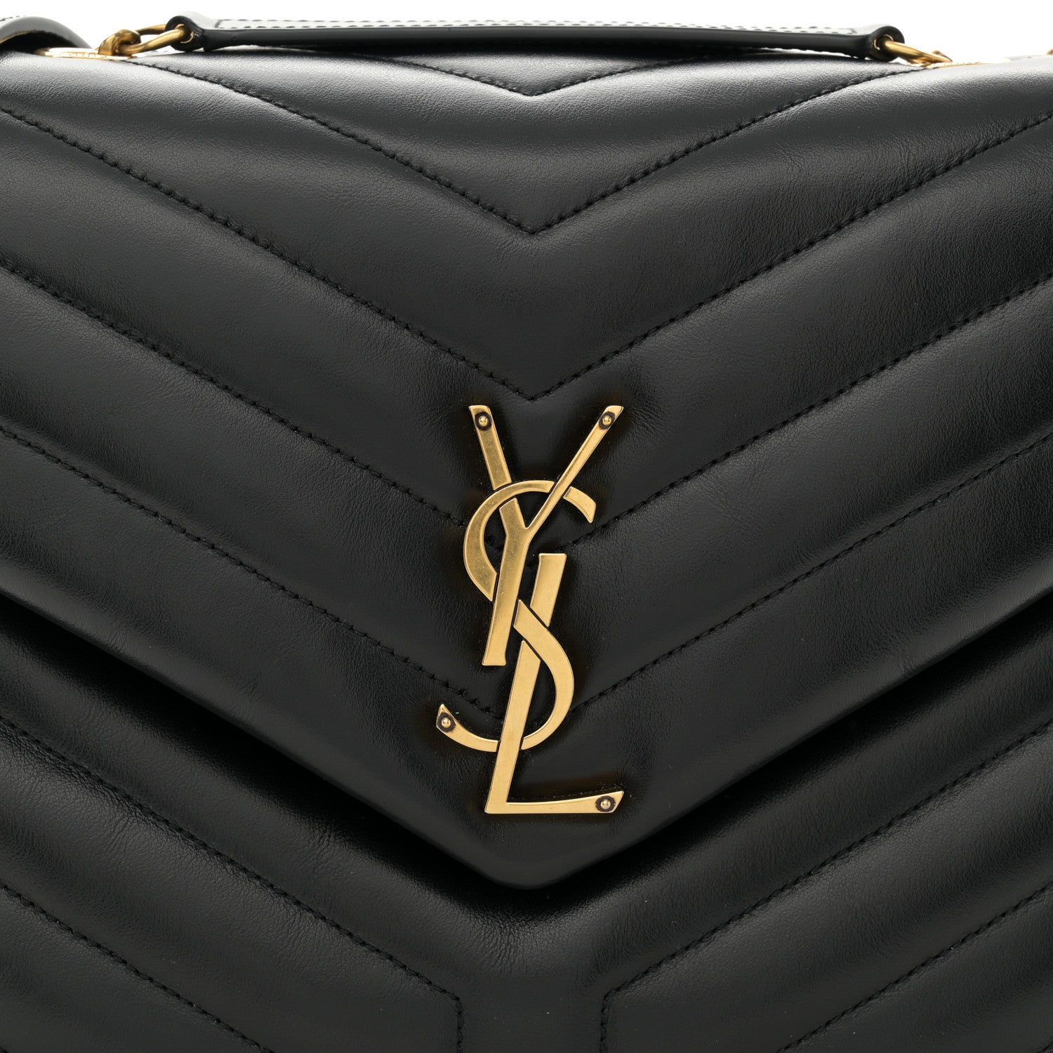Saint Laurent Calfskin Y Quilted Monogram Medium Loulou Chain Satchel Black 9 of 13