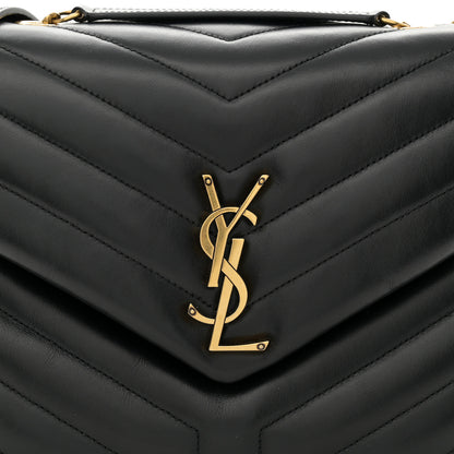 Saint Laurent Calfskin Y Quilted Monogram Medium Loulou Chain Satchel Black 9 of 13