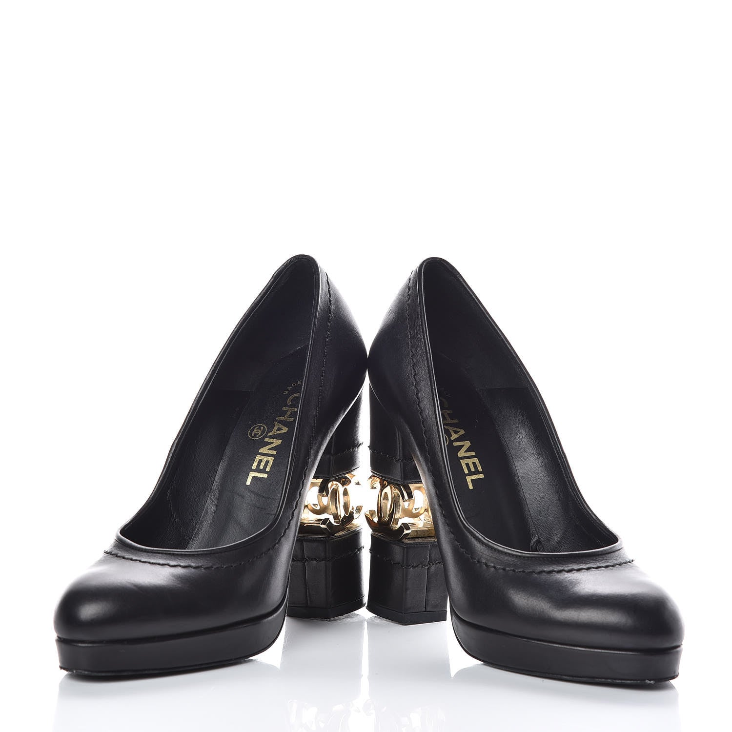 Chanel Calfskin Escarpins CC Pumps 36.5 Black 6 of 13