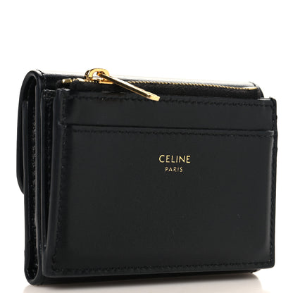 Celine Calfskin Compact Triomphe Wallet With Coin Purse Black 4 of 7