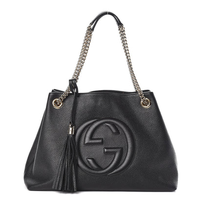 Gucci Pebbled Calfskin Medium Soho Chain Shoulder Bag Black 1 of 14