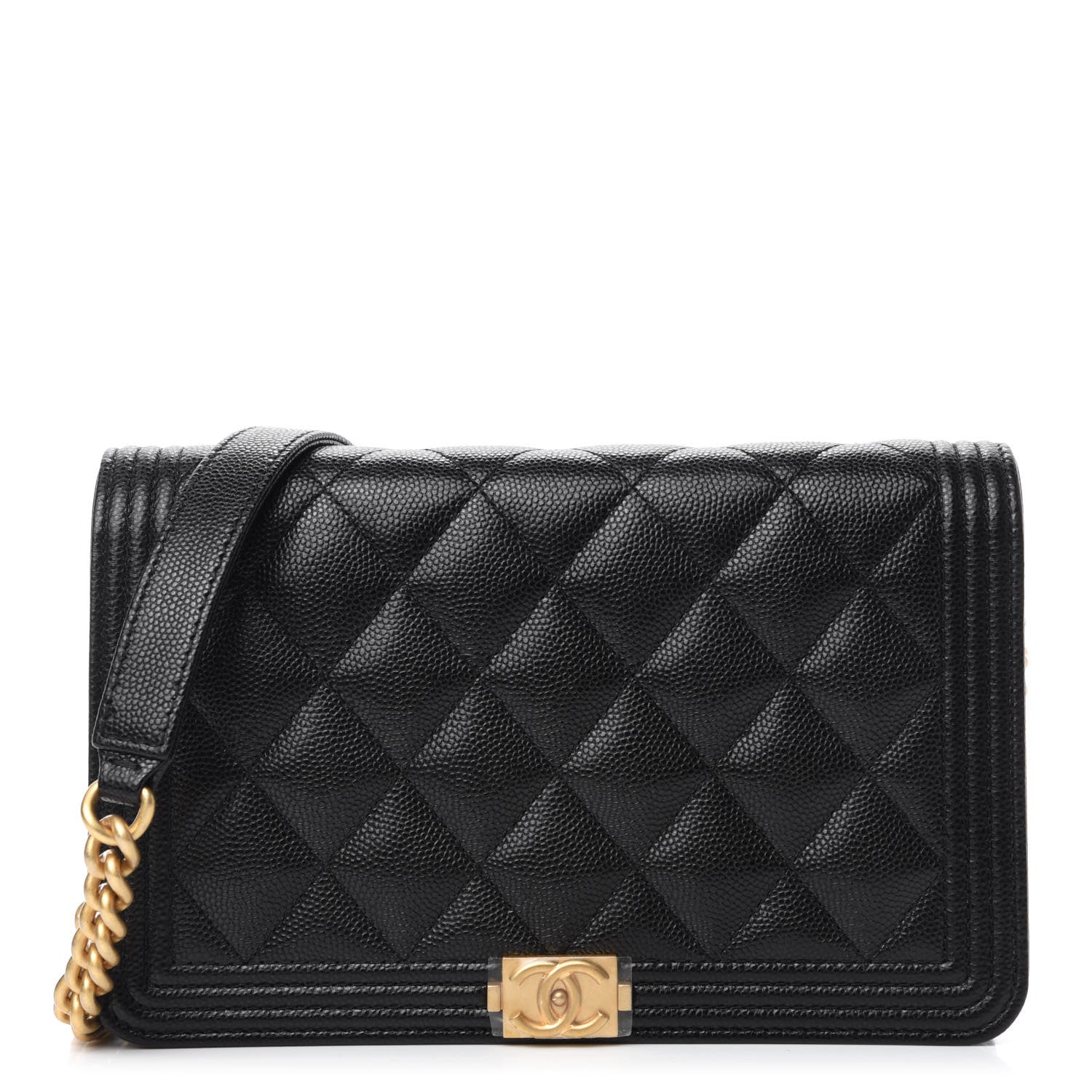 Chanel Caviar Quilted Boy Wallet On Chain WOC Black 1 of 12