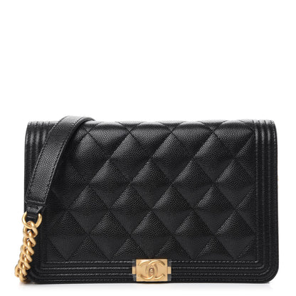 Chanel Caviar Quilted Boy Wallet On Chain WOC Black 1 of 12