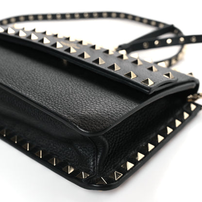 Valentino Garavani Pebbled Calfskin Rockstud Side Slip Crossbody Black 8 of 9