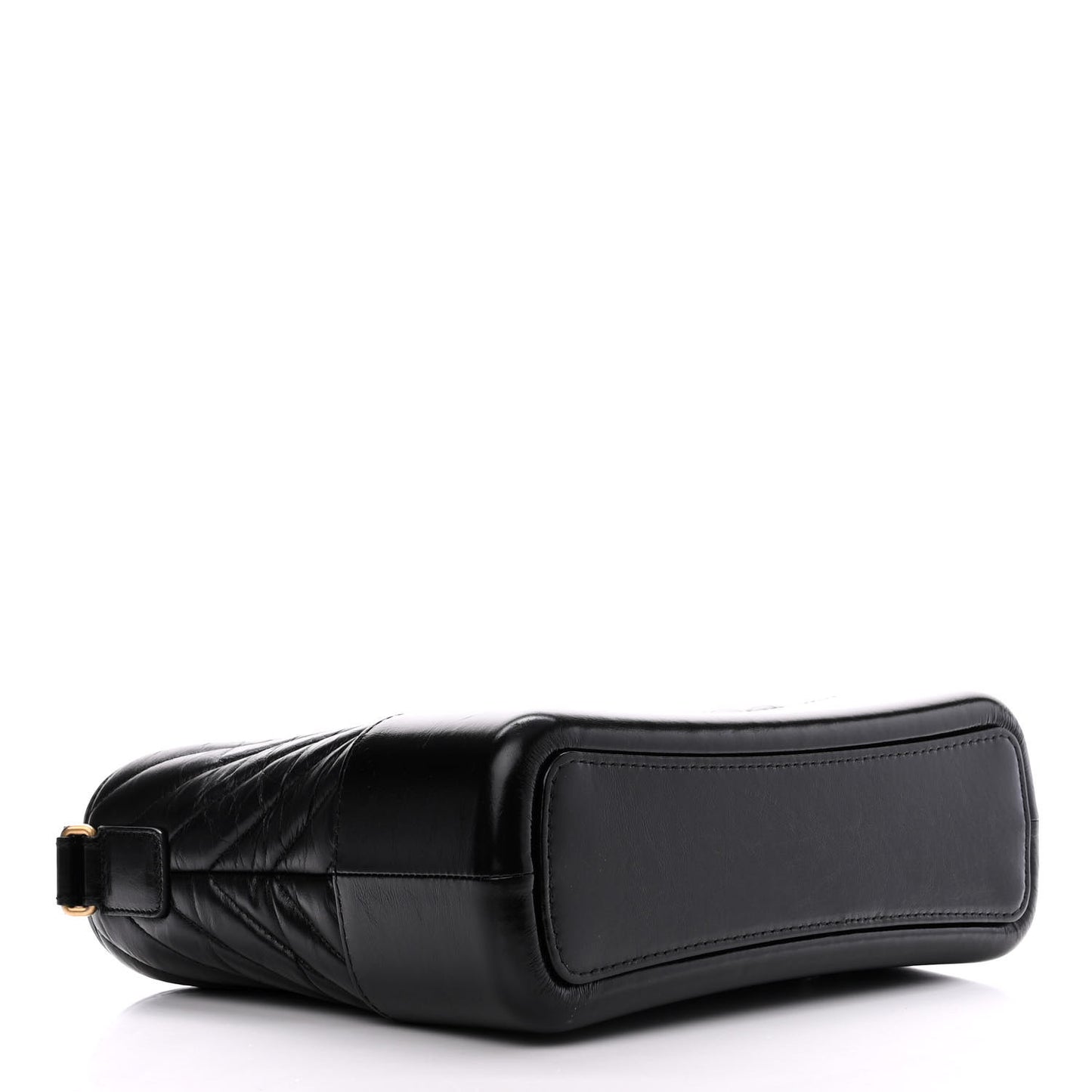 Aged Calfskin Chevron Quilted Medium Gabrielle Hobo Black