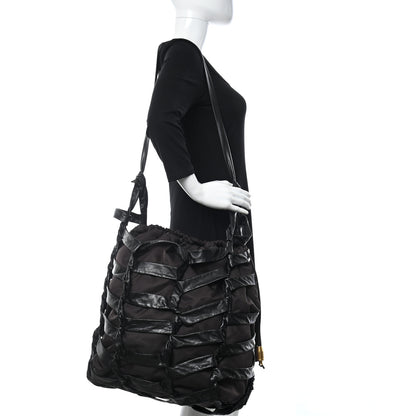Bottega Veneta Calfskin Nylon Tape Bucket Bag Black 2 of 11