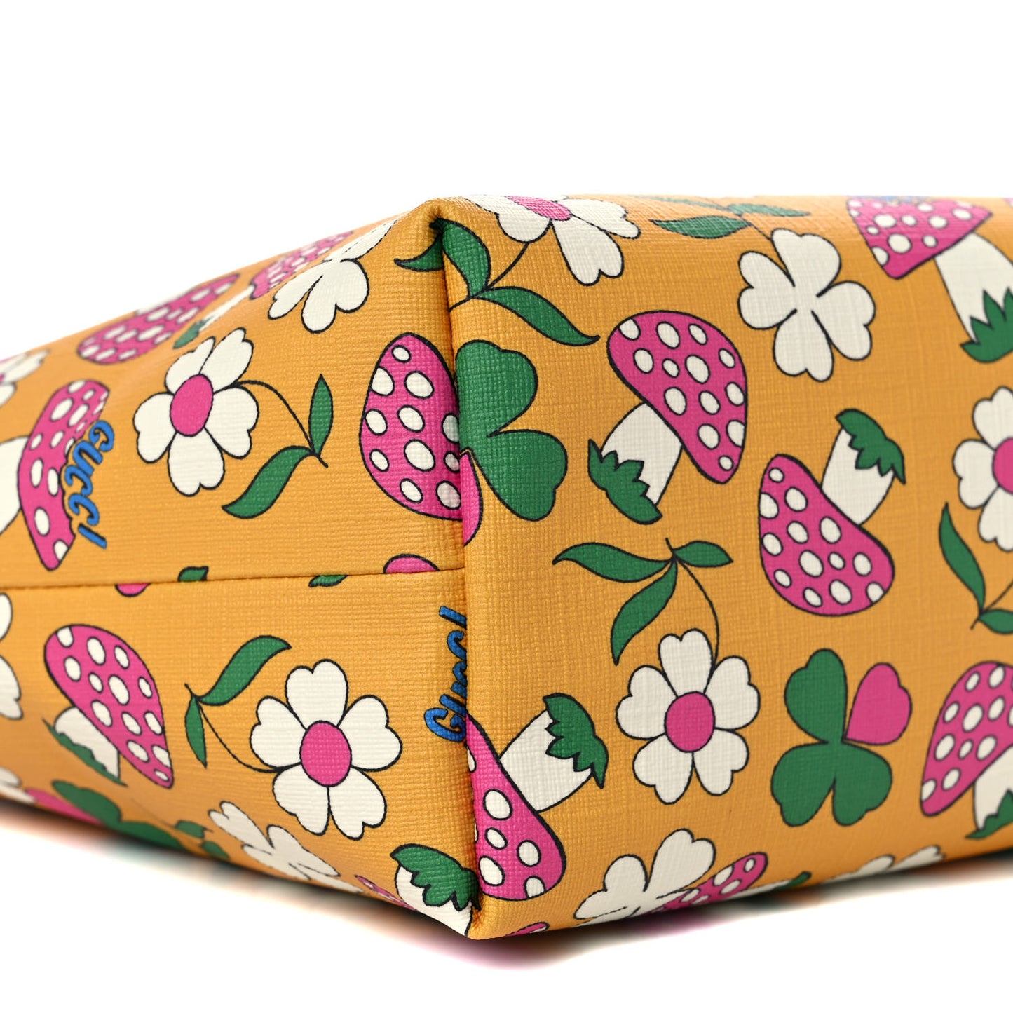Canvas Childrens Flower Mushroom Print Tote Pink Yellow