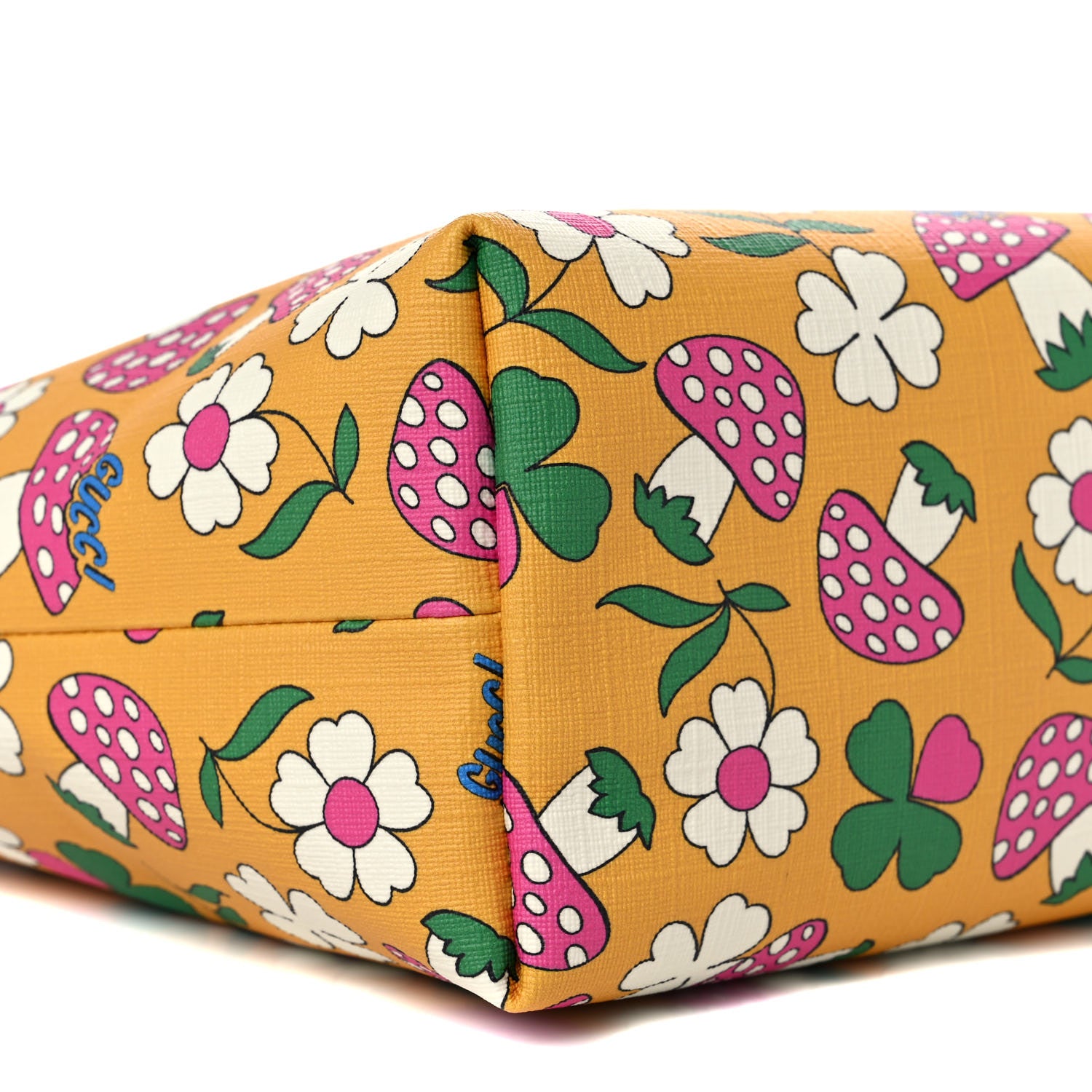 Gucci Canvas Childrens Flower Mushroom Print Tote Pink Yellow 9 of 10