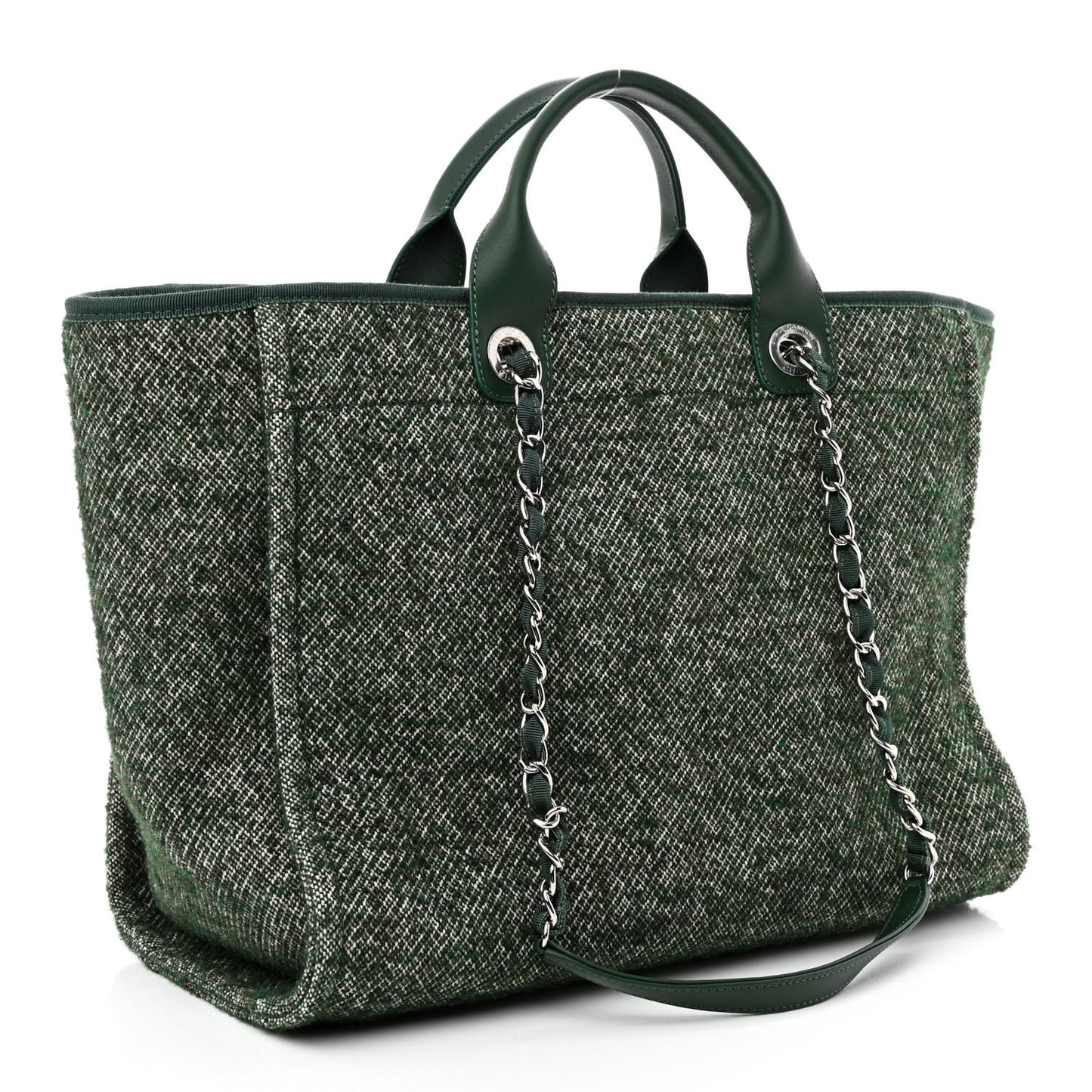 Mixed Fibers Calfskin Medium Deauville Tote Green