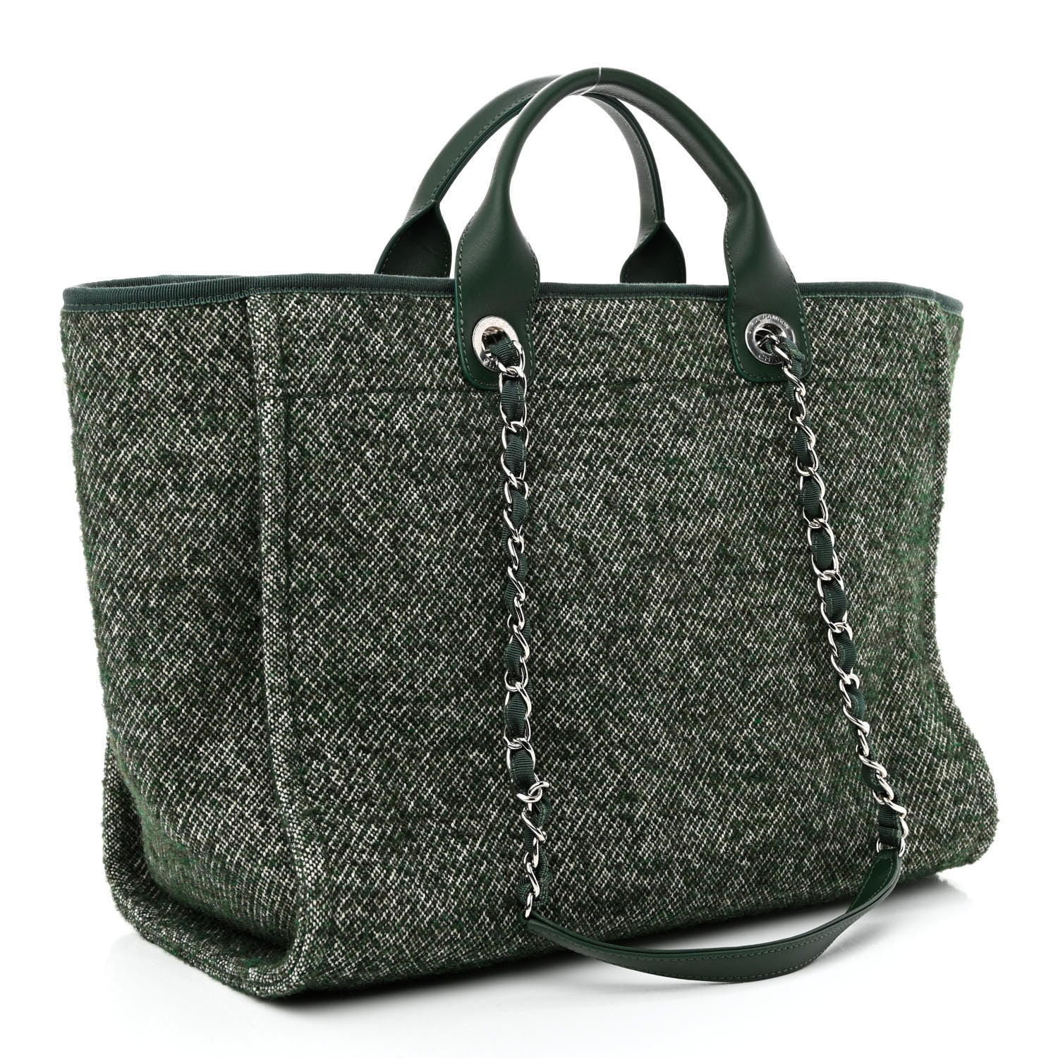 Chanel Mixed Fibers Calfskin Medium Deauville Tote Green 2 of 9